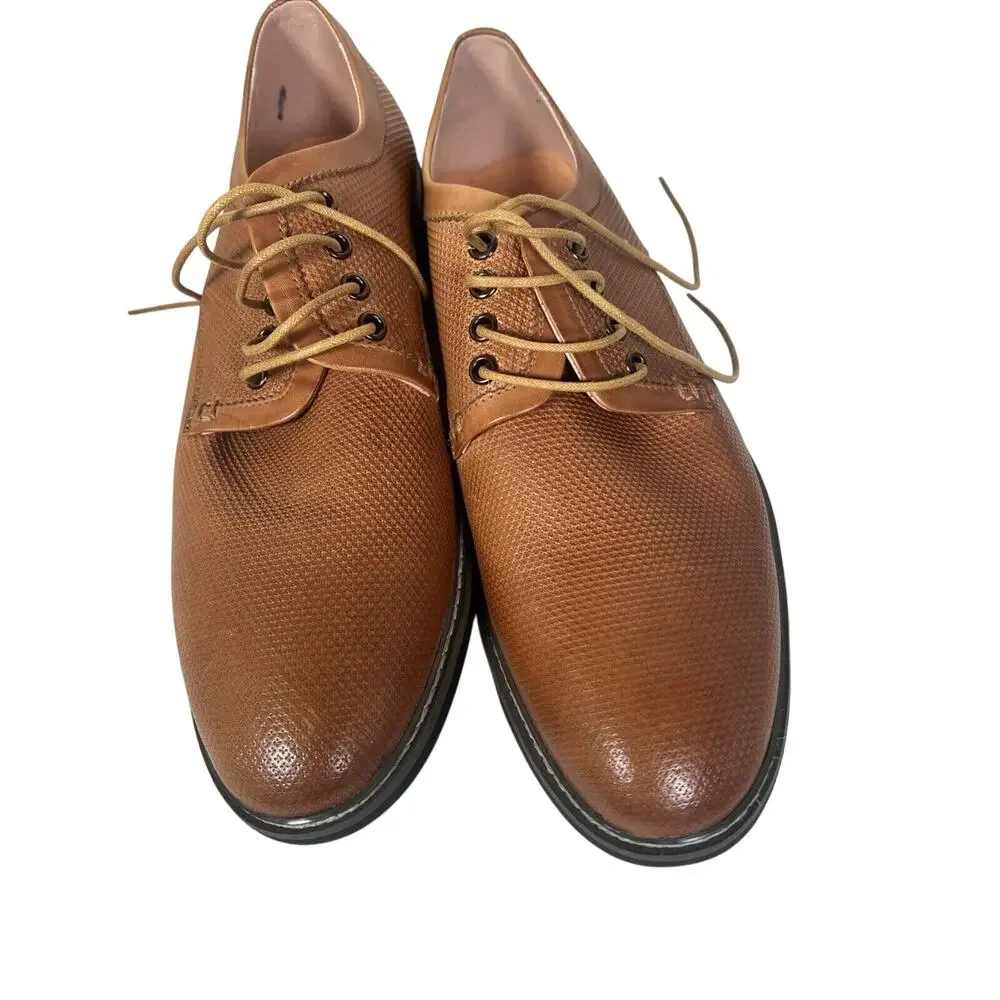 Men's Joseph Abboud Brown Oxford Leather Dress Lace Up Shoes Size 12